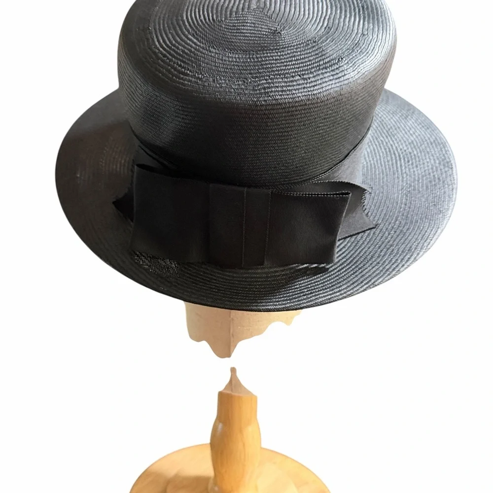 Rare Lil’s of Odessa Black Skimmer Hat | Old Money Aesthetic Wide Brim Sun Hat - Picture 4 of 10